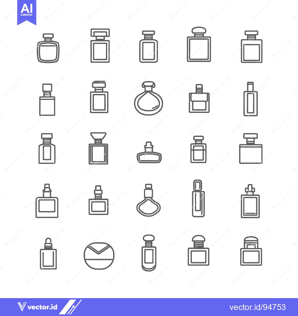 Premium Vector dari Set of 25 Line Icons of Various Perfume Bottles