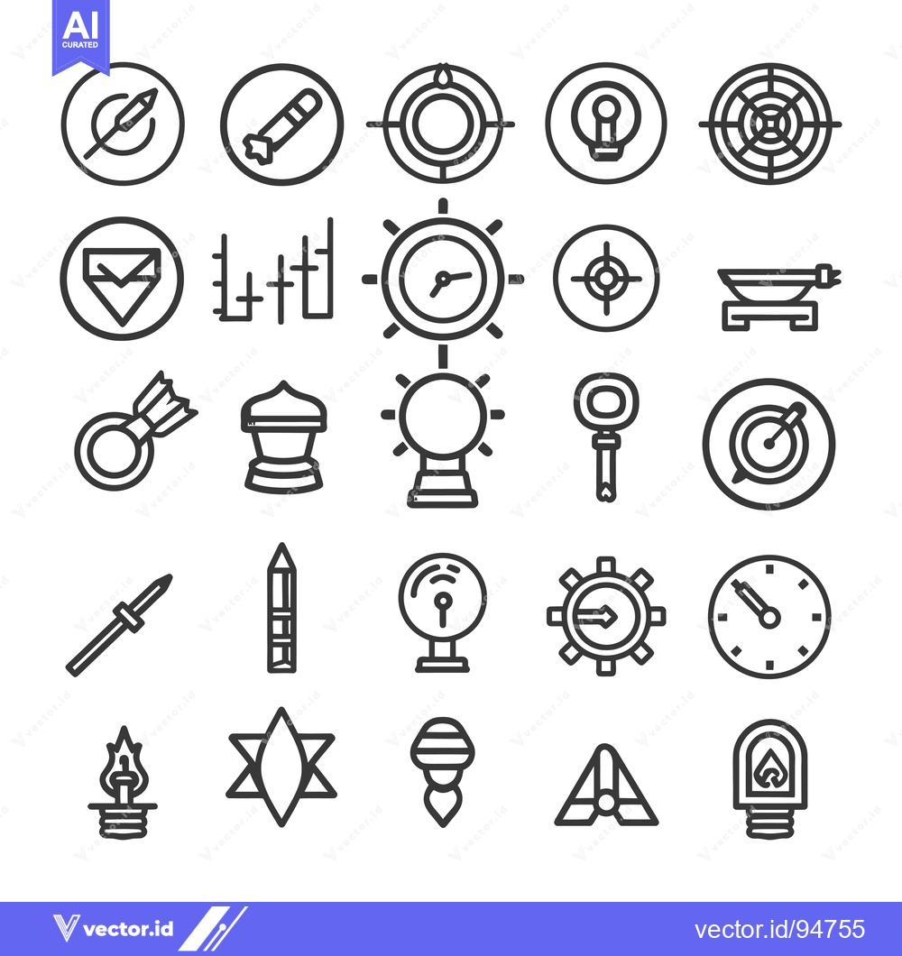 Premium Vector dari Set of 25 Line Icons Related to Aiming, Targeting, and Focus