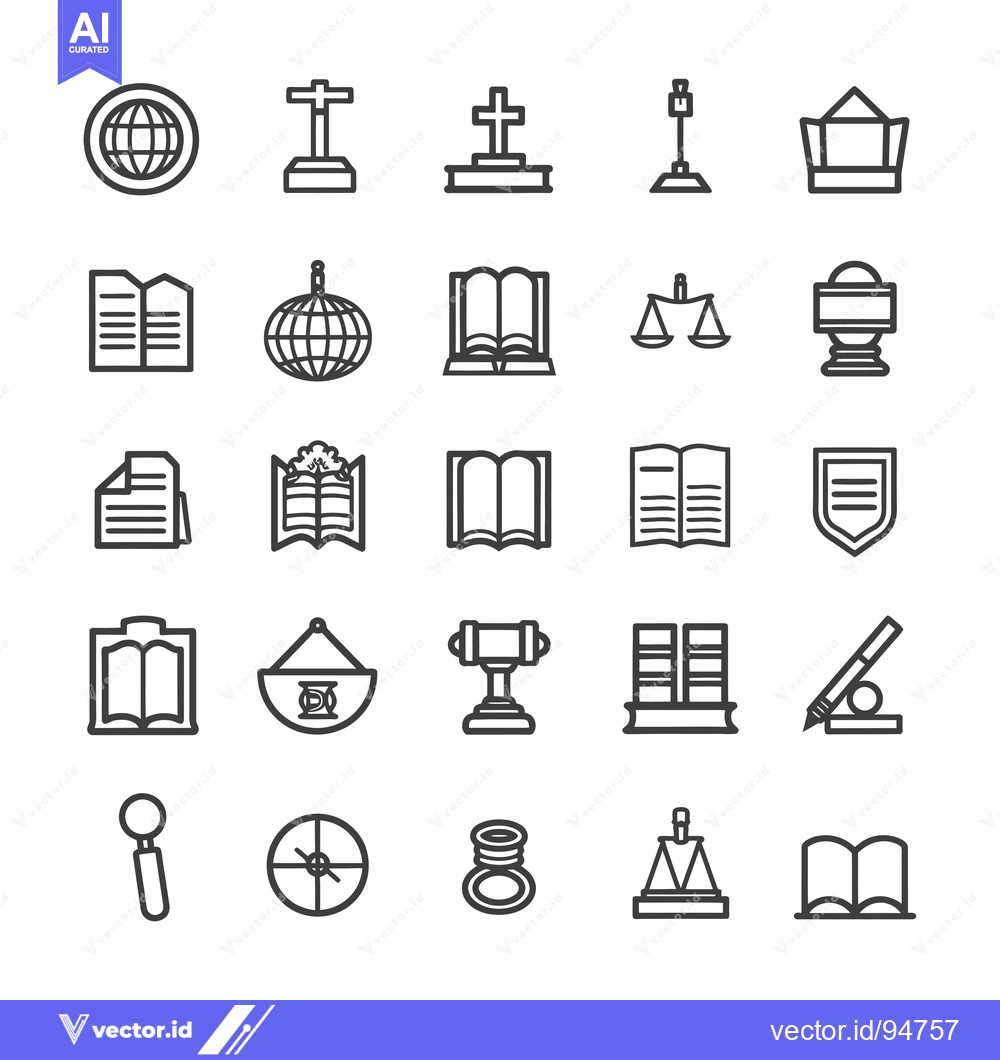 Premium Vector dari Set of 25 Line Icons Related to Law, Justice, and Education