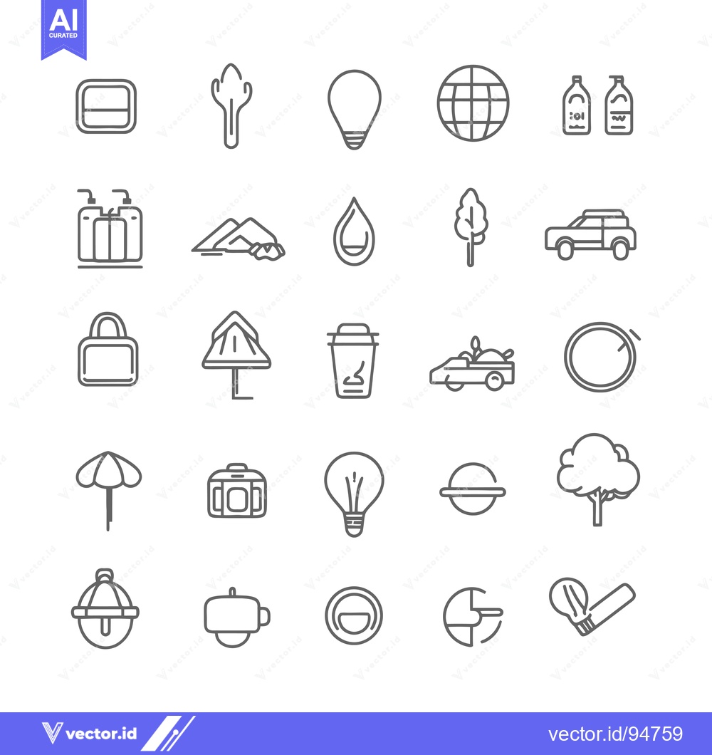 Premium Vector dari Set of 25 Line Icons Related to Nature and Environment