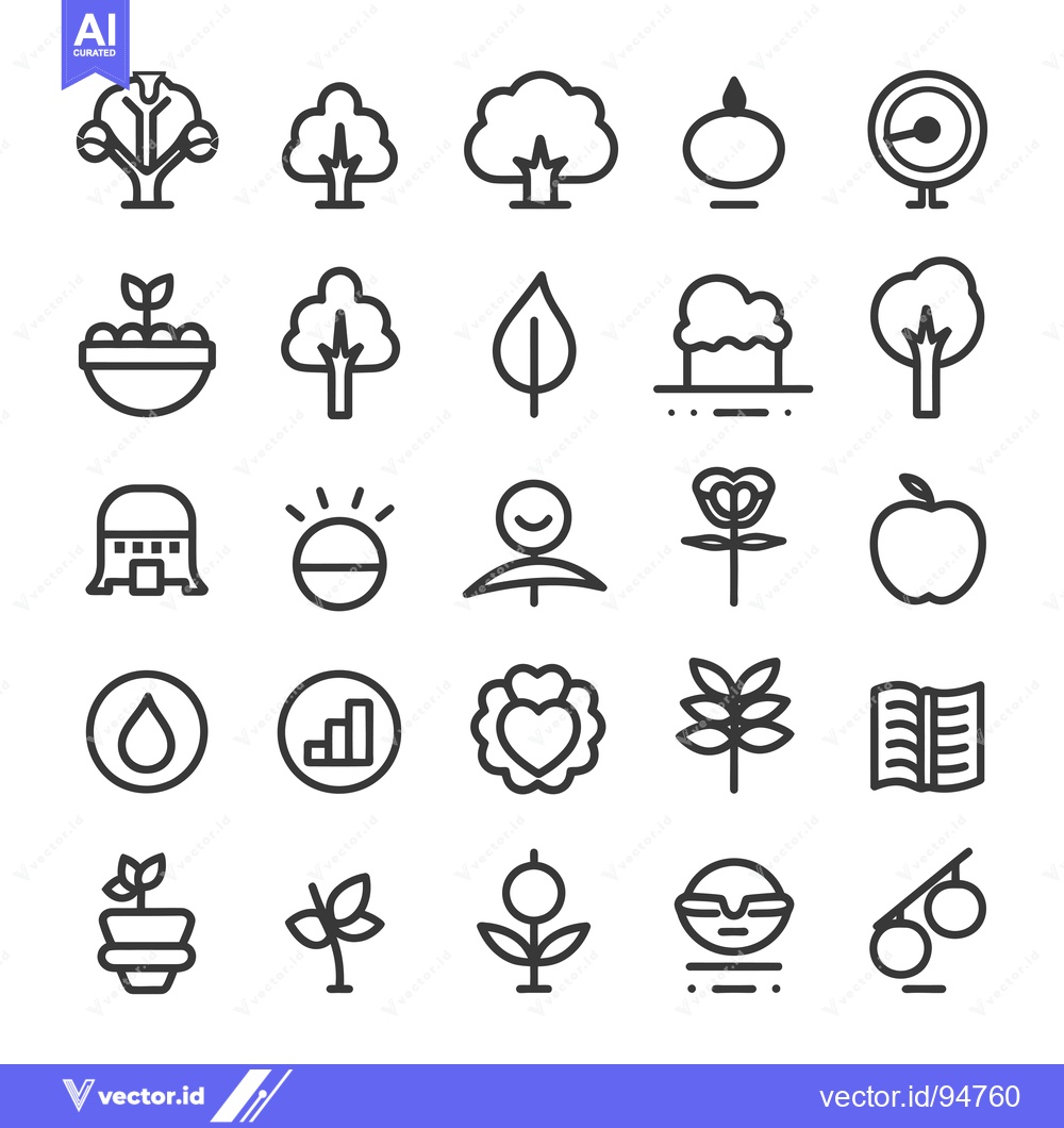 Premium Vector dari Set of 25 Line Icons Related to Nature, Growth, and Wellness
