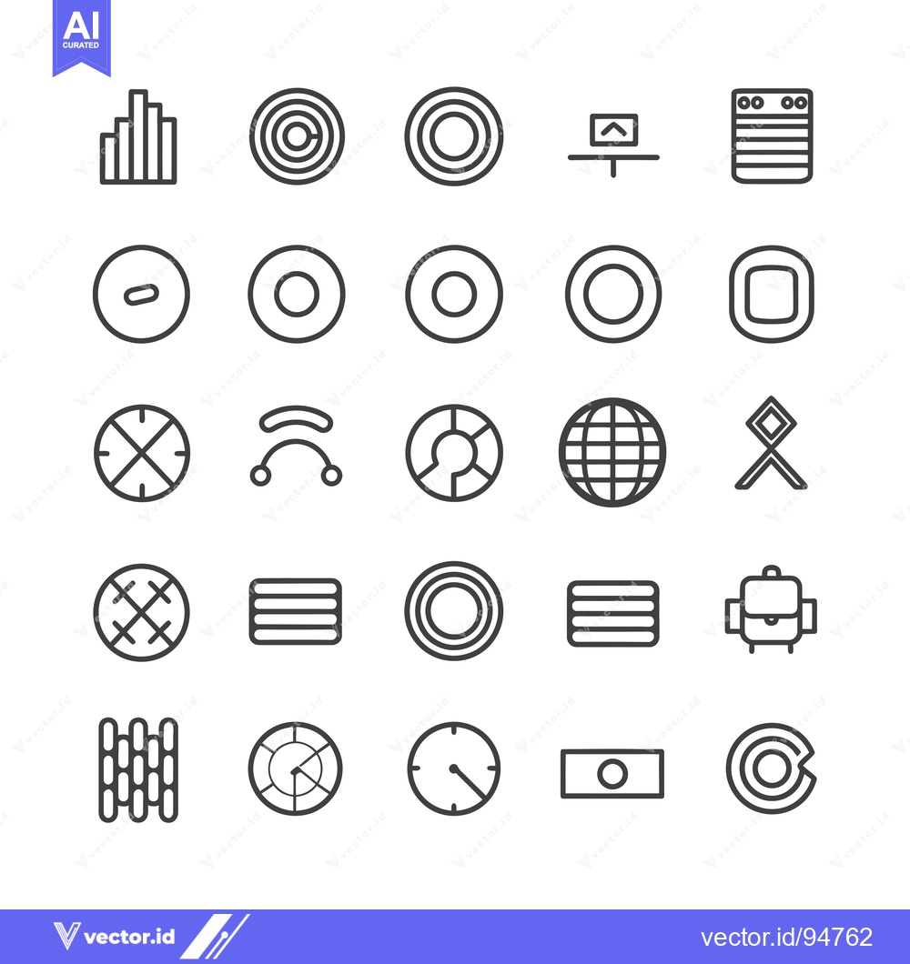 Premium Vector dari Set of 25 Line Icons Related to Targets and Circles