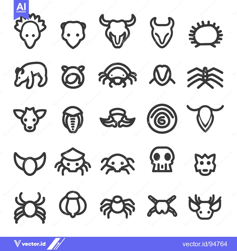 Premium Vector of Set of 25 Line Icons Related to Wildlife and Insects