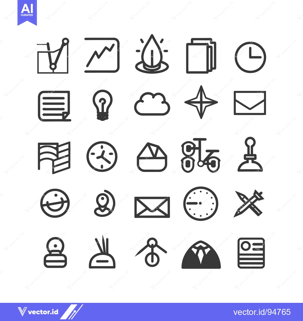 Premium Vector of Set of 25 Line Icons Representing Business, Office, and Finance Concep