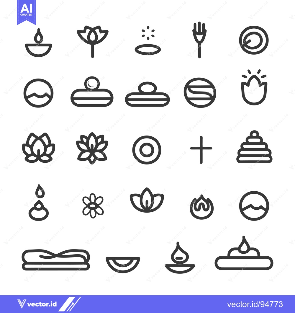 Premium Vector dari Set of 25 Outline Icons Related to Spa, Yoga, and Meditation