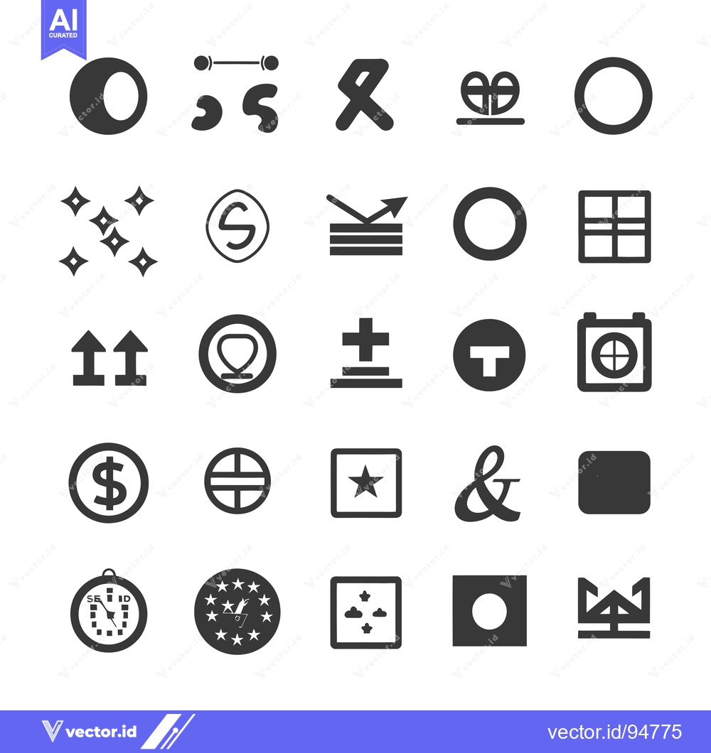 Premium Vector of Set of 25 Simple Black and White Glyph Icons for Web and Mobile App De