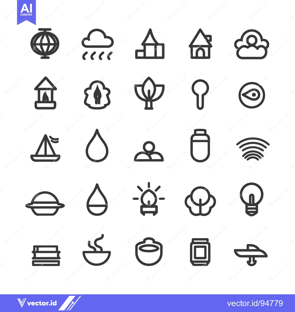 Premium Vector dari Set of 28 Black and White Line Icons