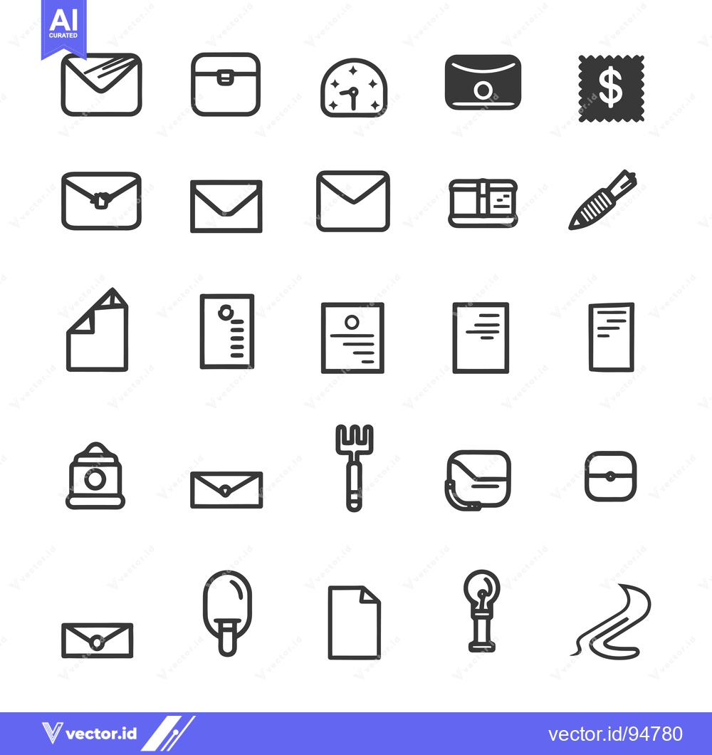 Premium Vector dari Set of 28 Black and White Line Icons