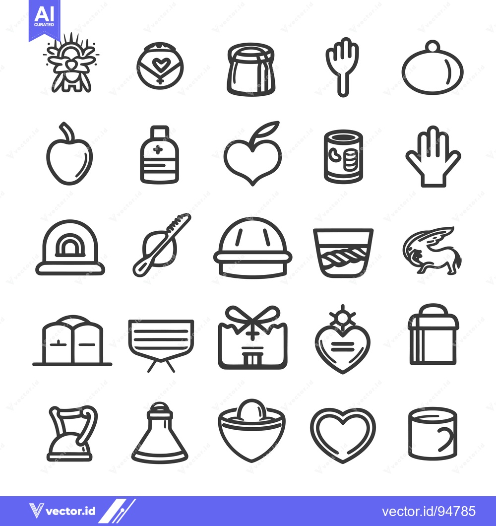 Premium Vector dari Set of 28 Outline Icons of Different Objects and Symbols