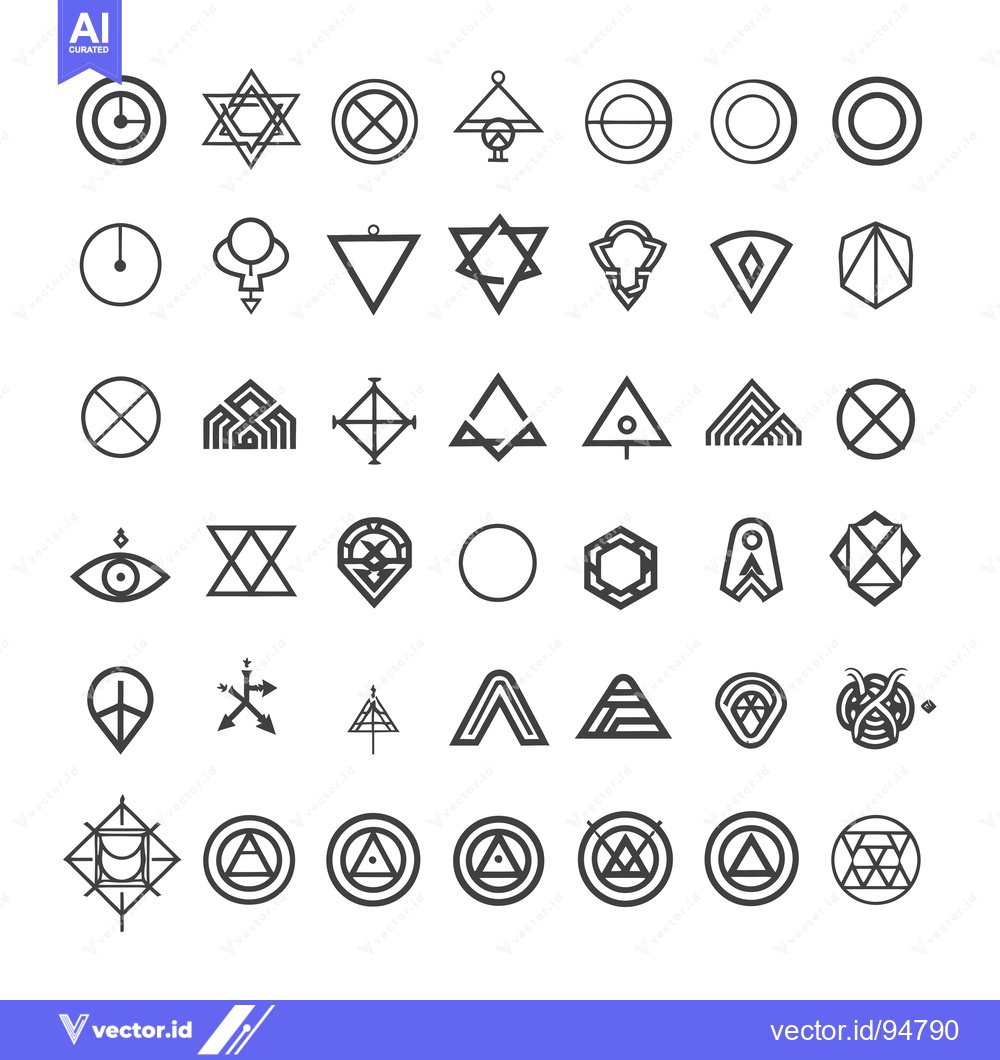 Premium Vector of Set of 48 Geometric Shapes, Symbols, and Abstract Line Art Designs