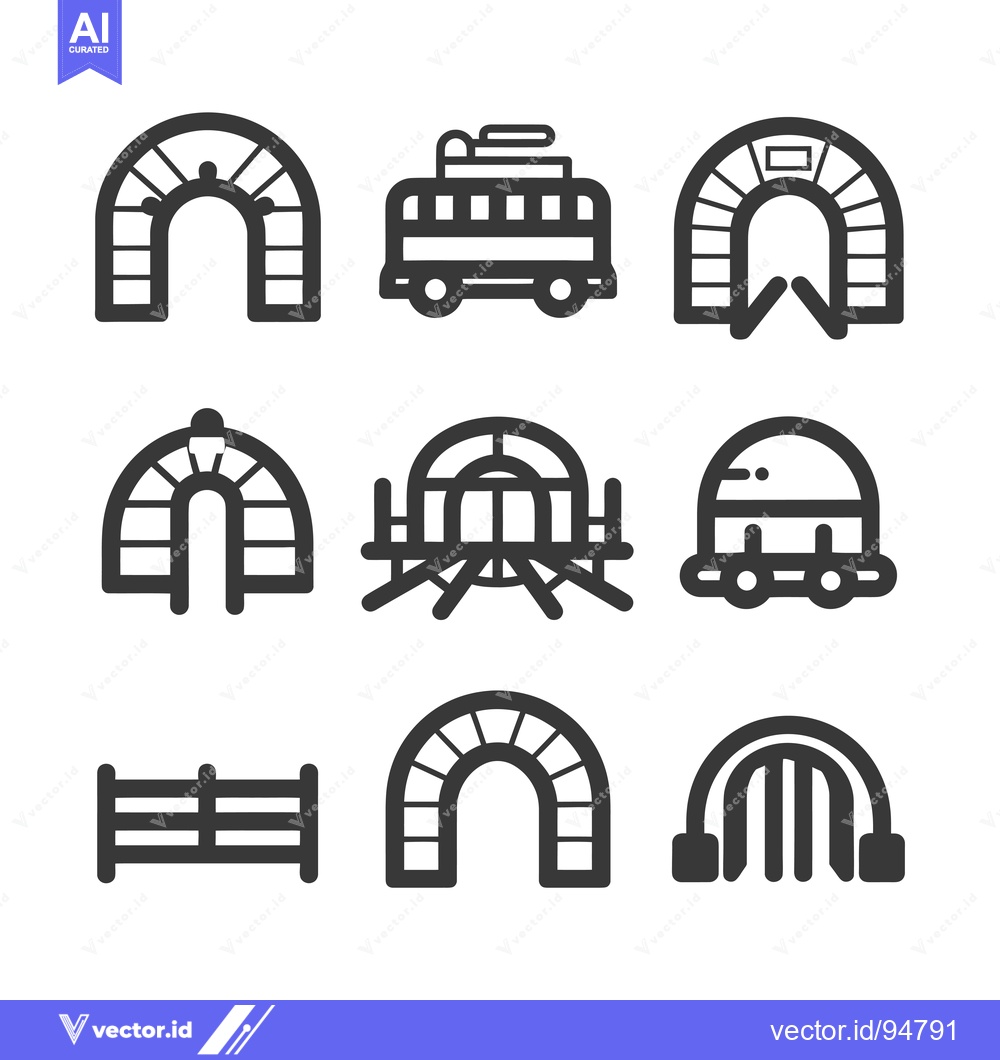 Premium Vector dari Set of 9 Arched Gateway Icons in a Simple Style
