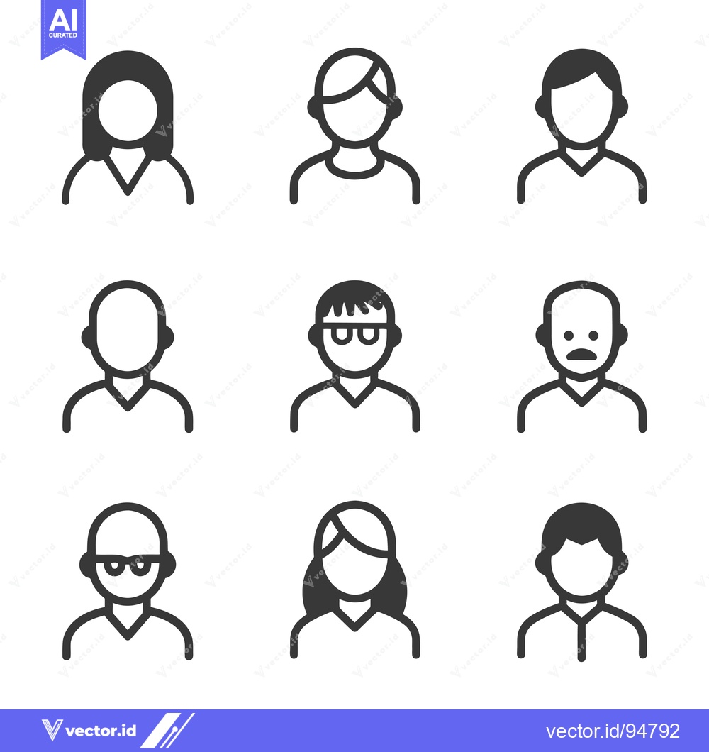 Premium Vector dari Set of 9 Basic Line Icons of People in Various Styles
