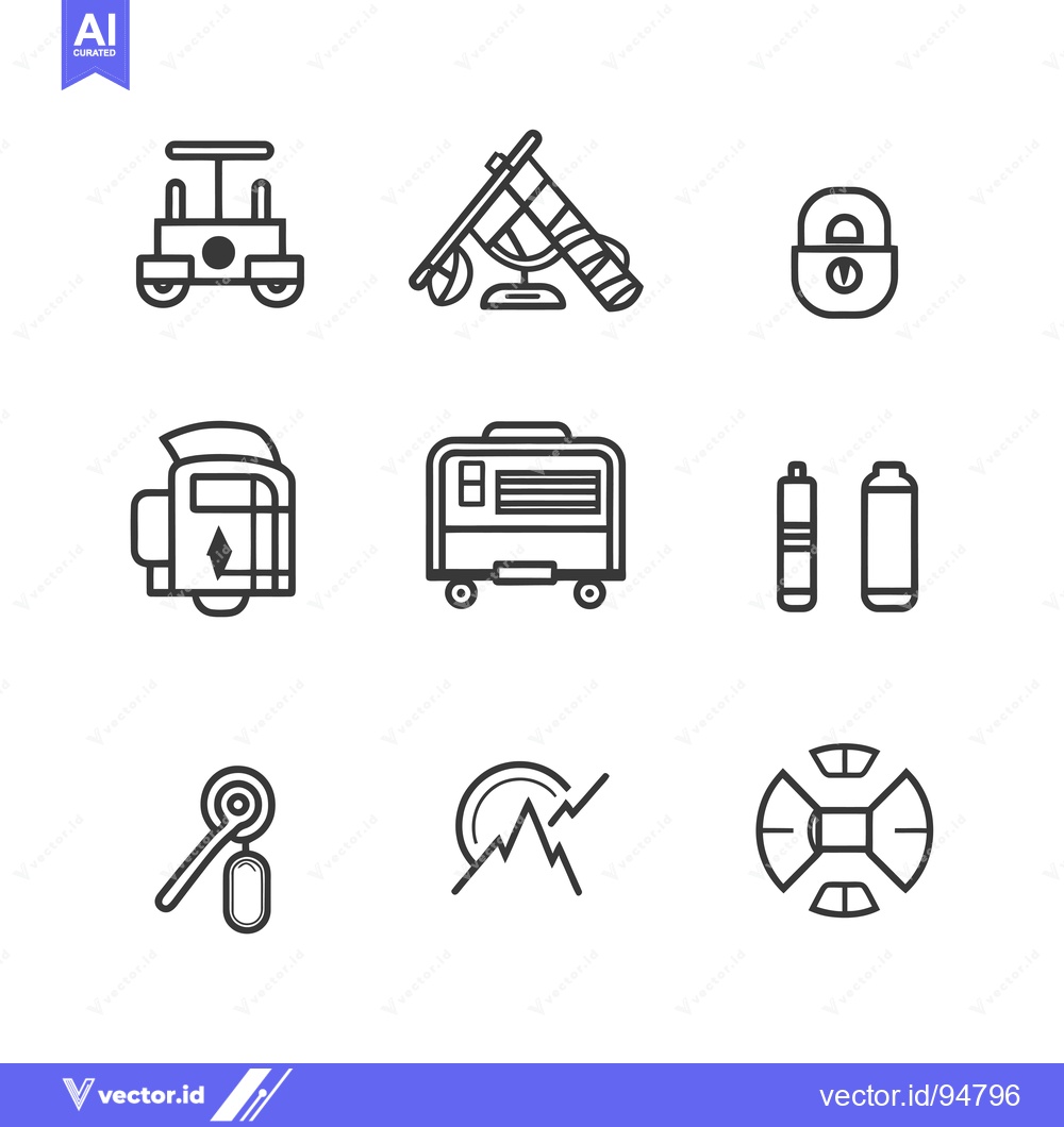 Premium Vector of Set of 9 Linear Icons Related to Construction and Technology