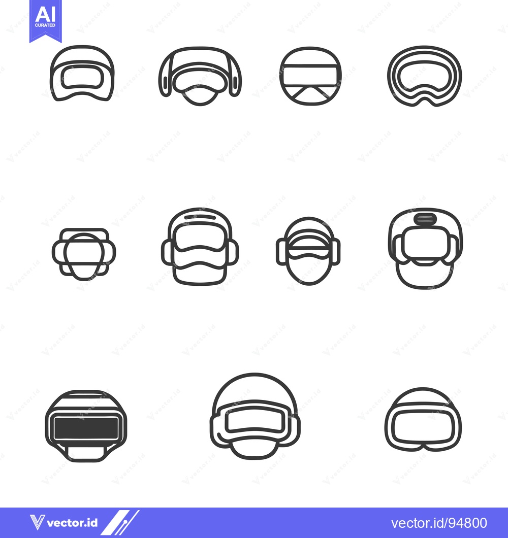 Premium Vector of Set of 9 Line Icons Depicting Various Helmet Designs