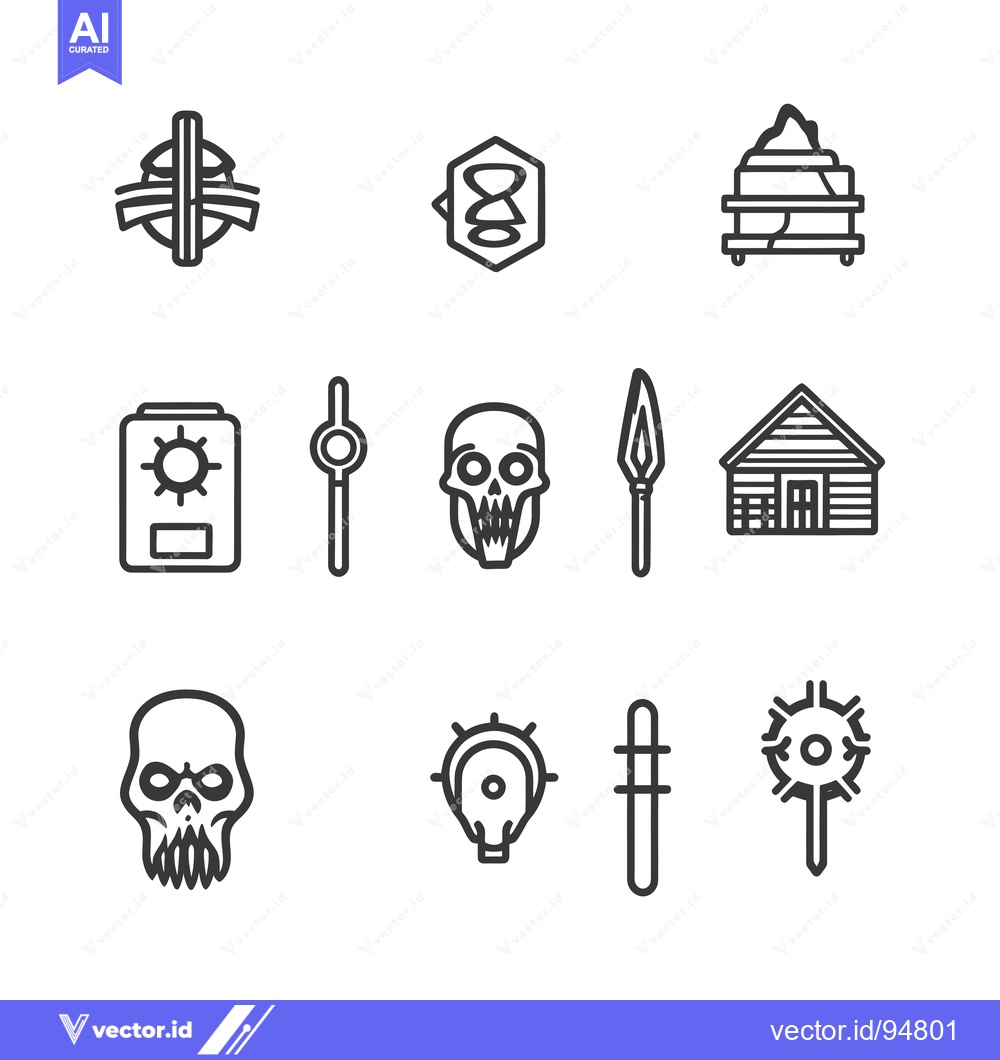 Premium Vector dari Set of 9 Line Icons for Adventure or RPG Game