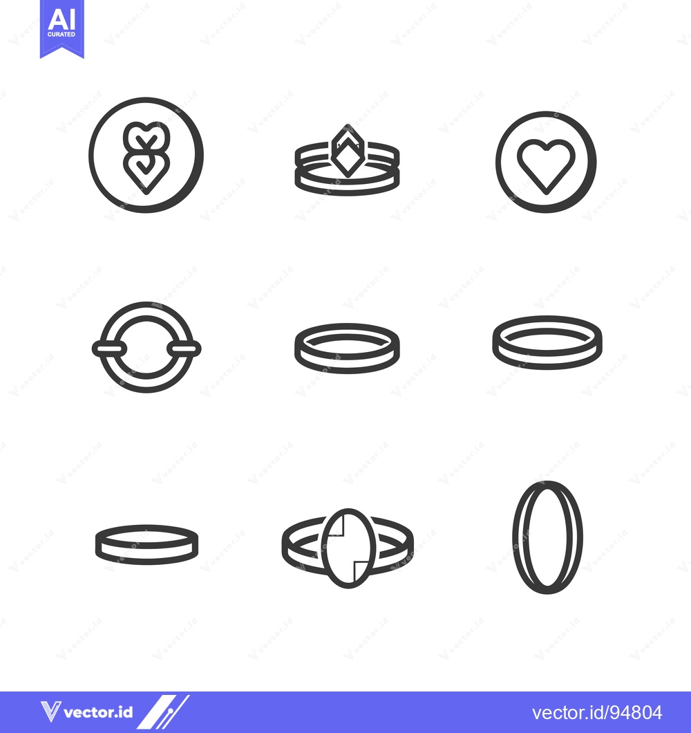 Premium Vector dari Set of 9 Line Icons Representing Rings, Jewelry, and Love Symbols