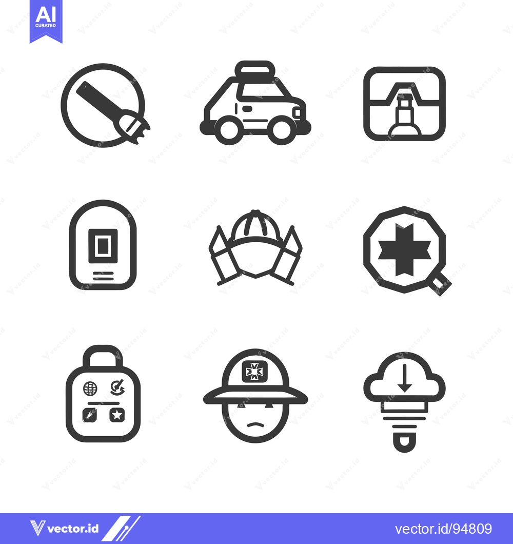 Premium Vector dari Set of 9 Outline Icons for Car,  Travel,  and Safety