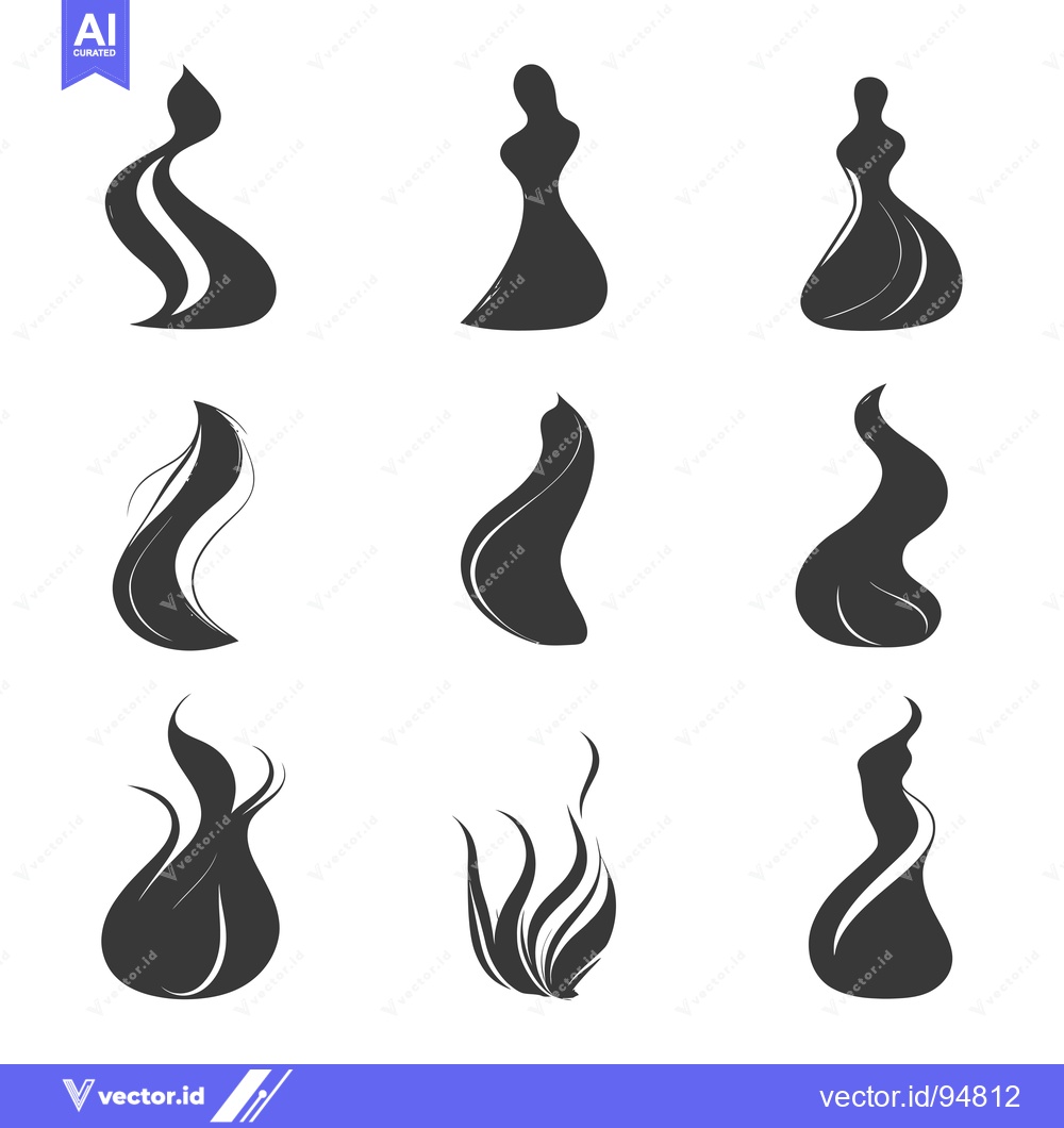 Premium Vector dari Set of Abstract Flame and Fire Silhouettes