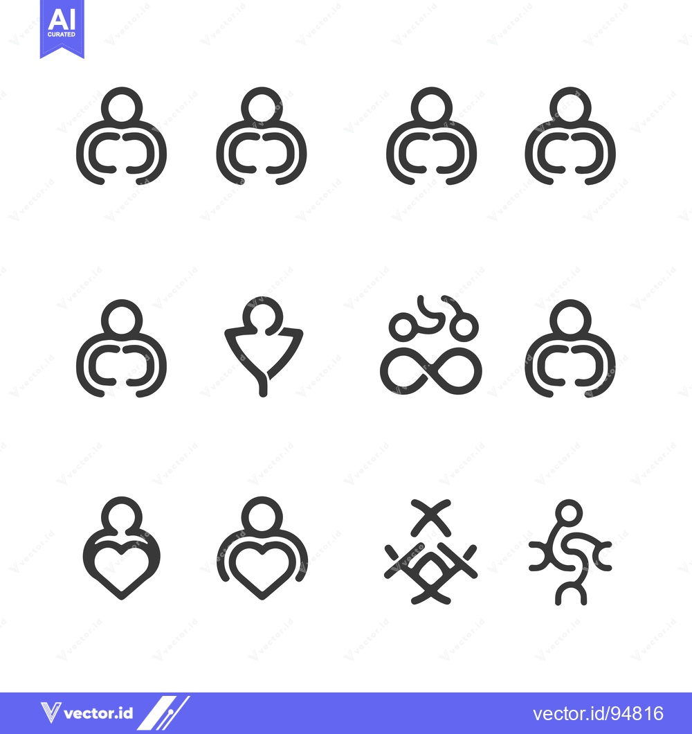 Premium Vector dari Set of Abstract Human Shape Icons for Collaboration, Teamwork, and Uni