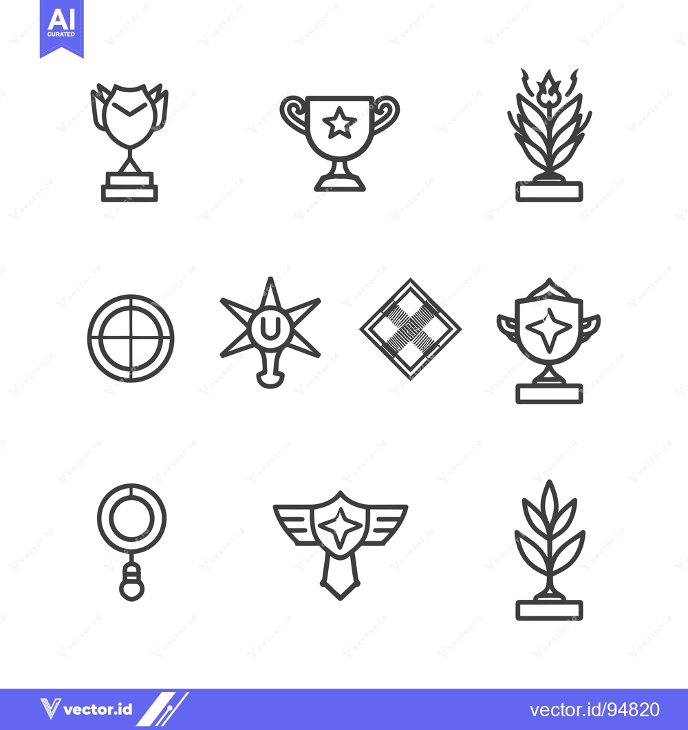 Premium Vector dari Set of Achievement Award Trophy Symbols in Outline Style