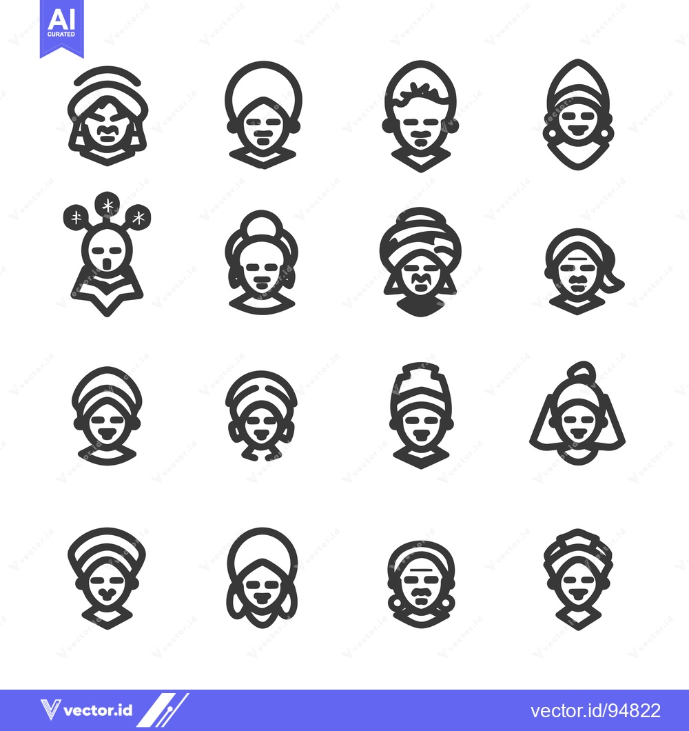 Premium Vector dari Set of African Women with Different Hairstyles and Headwraps