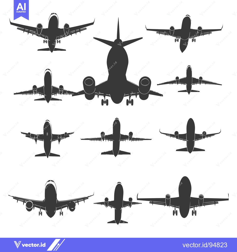 Premium Vector of Set of Airplane Silhouettes Viewed from Below