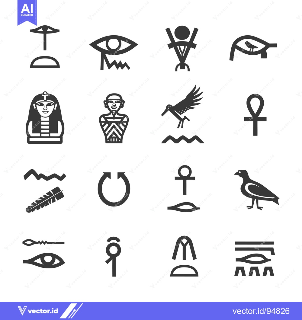 Premium Vector of Set of Ancient Egyptian Hieroglyphs Symbols