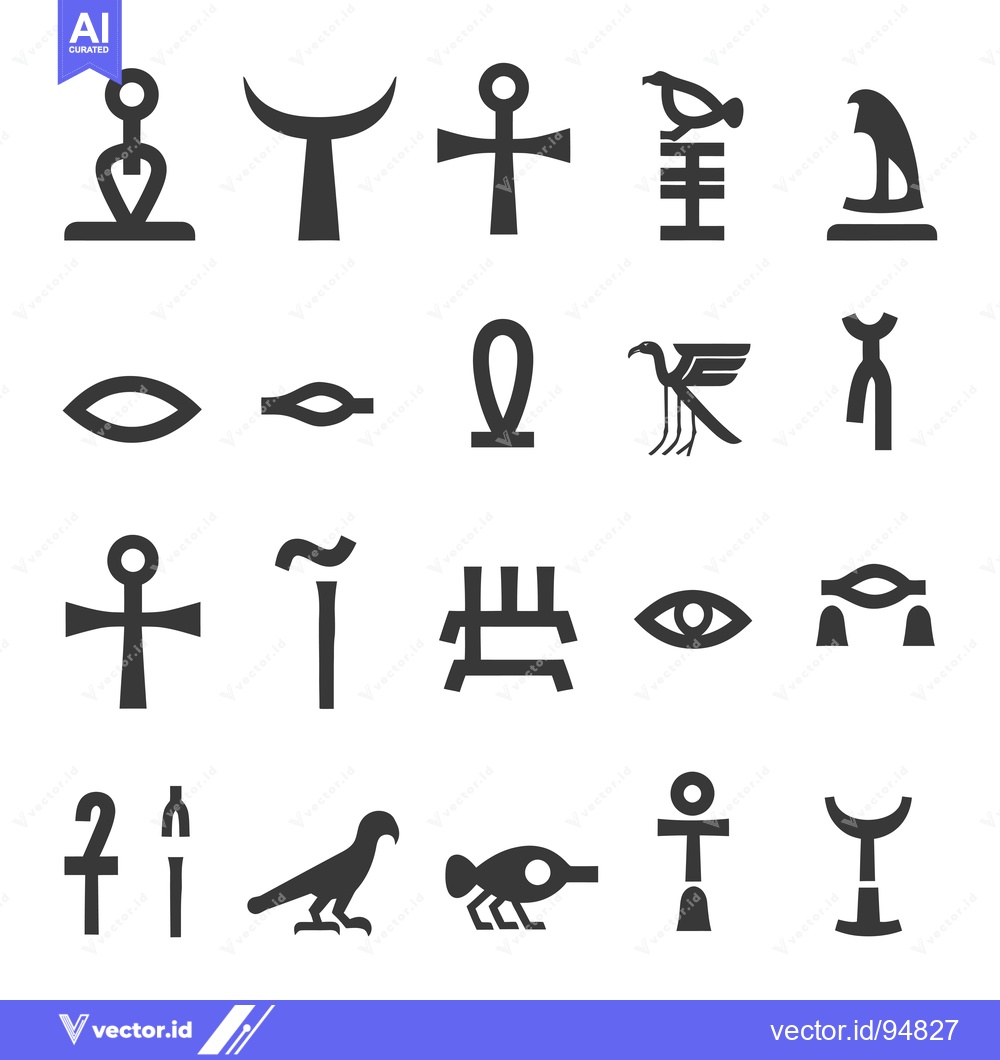 Premium Vector of Set of Ancient Egyptian Hieroglyph Symbols