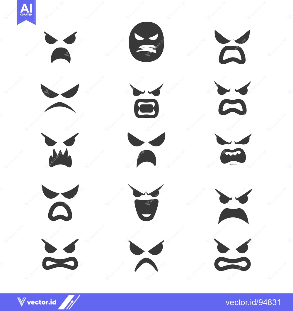 Premium Vector dari Set of Angry Emojis with Different Expressions