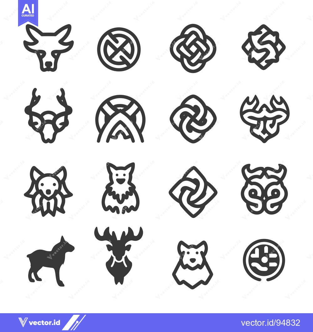 Premium Vector dari Set of Animal and Celtic Knot Icons