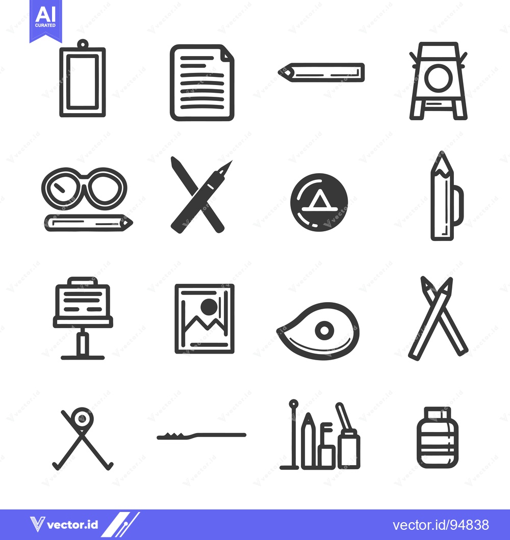 Premium Vector dari Set of Artistic Tools and Objects Icons