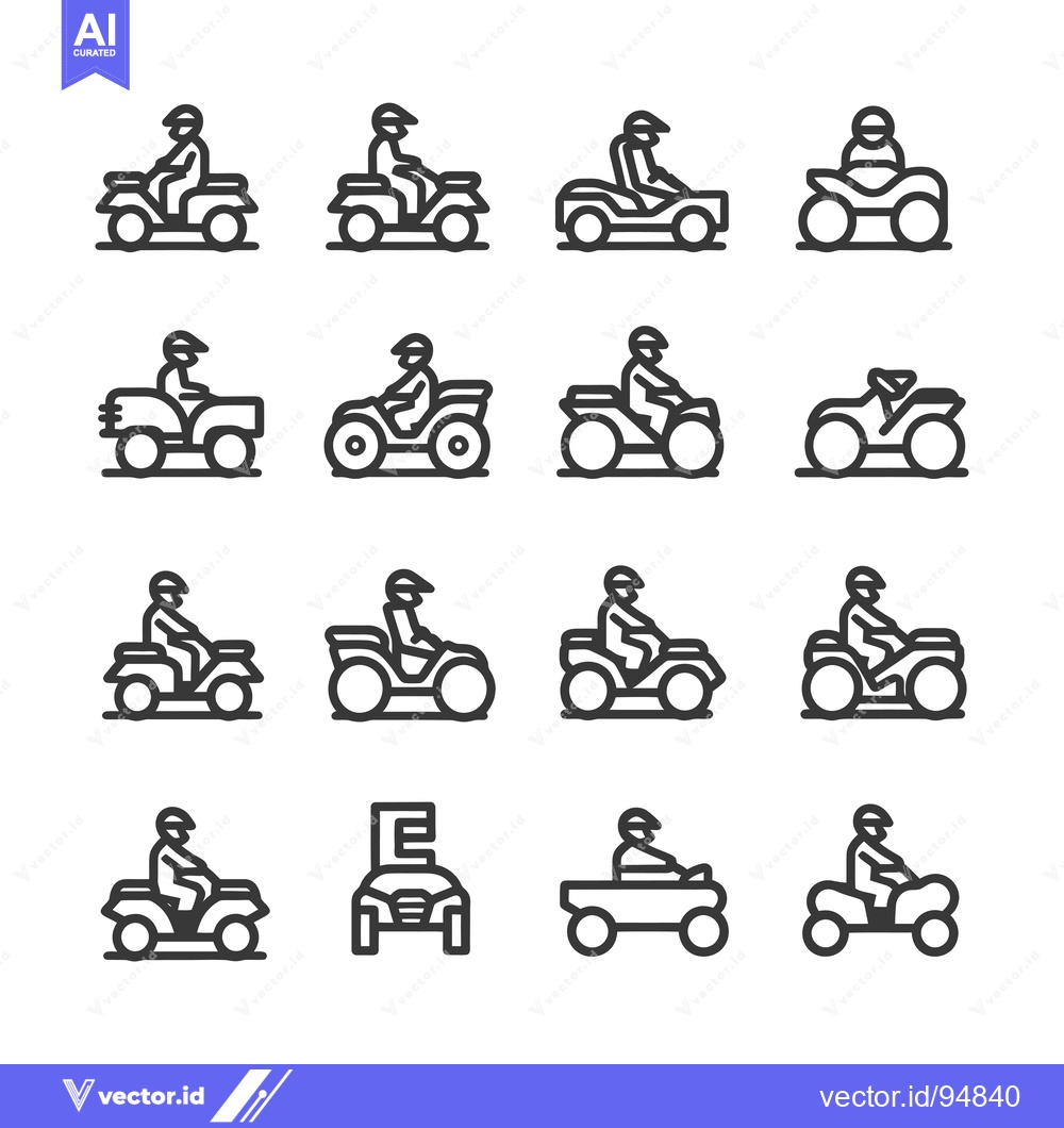 Premium Vector dari Set of ATV and Quad Bike Icons with Riders