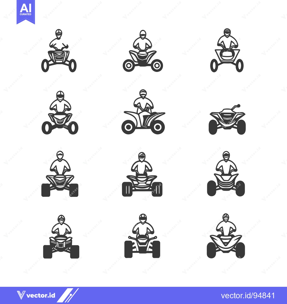 Premium Vector dari Set of ATV Quad Bike Riders Icons