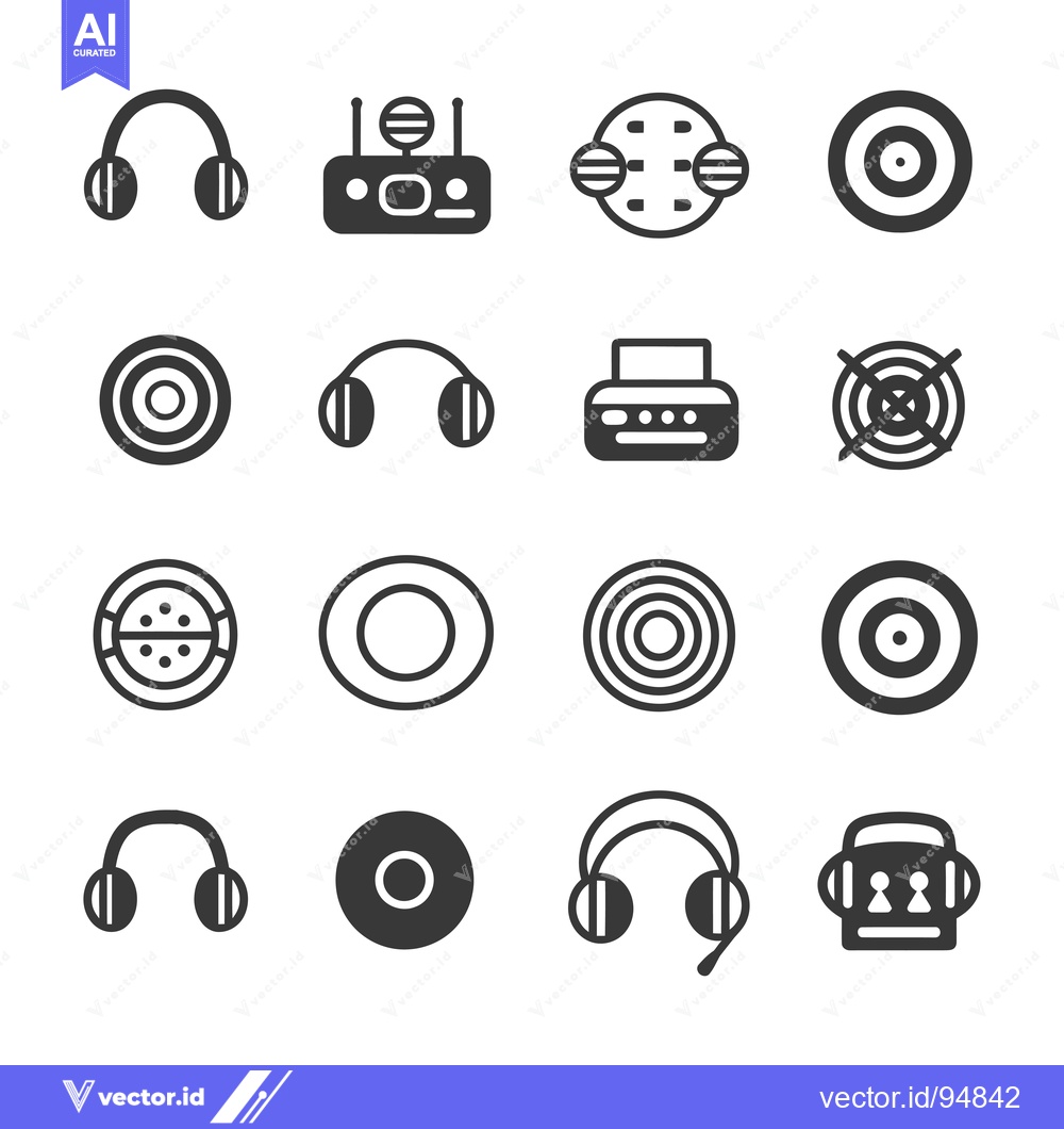 Premium Vector dari Set of Audio Equipment and Sound Related Icons