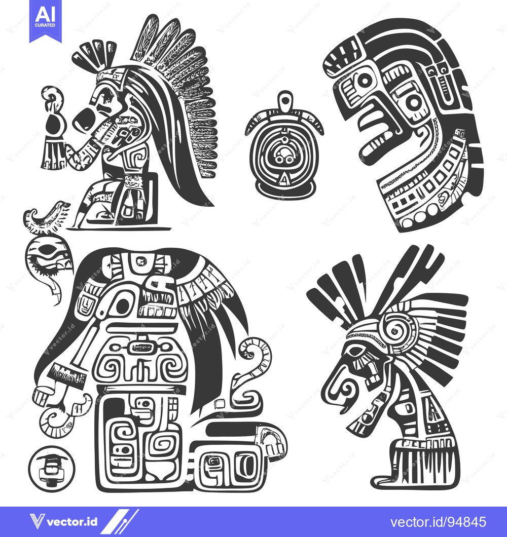 Premium Vector of Set of Aztec and Mayan Style Geometric Figures