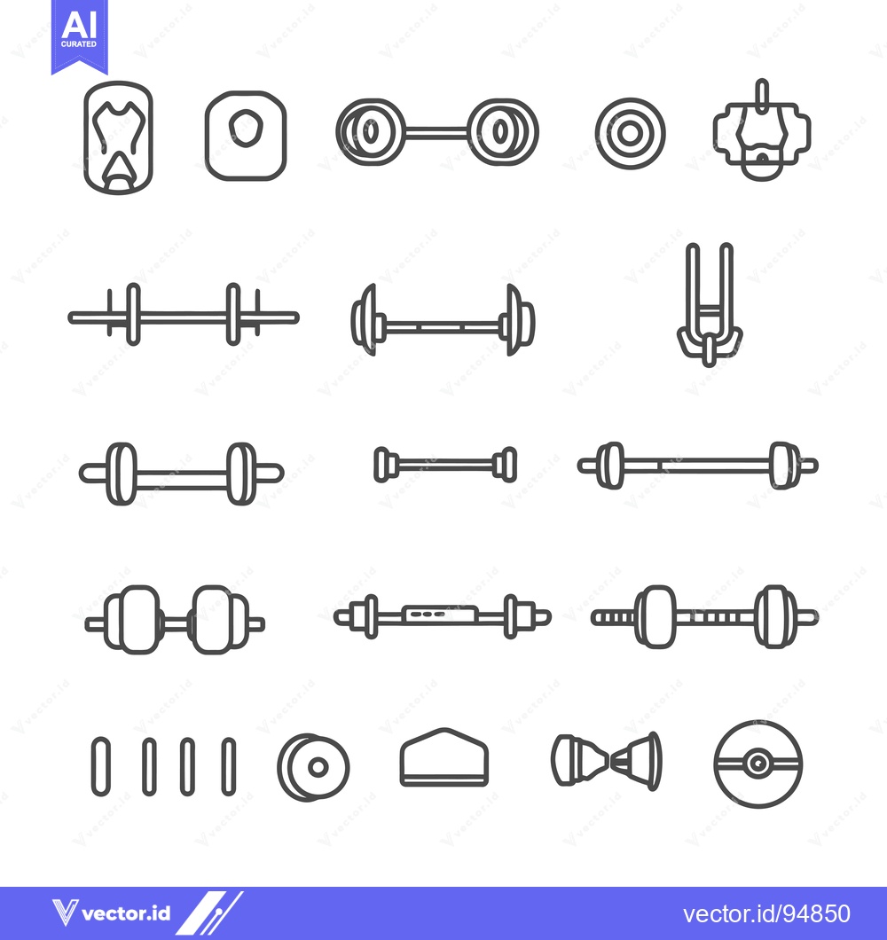 Premium Vector dari Set of Barbell and Dumbbell Icons for Exercise and Fitness