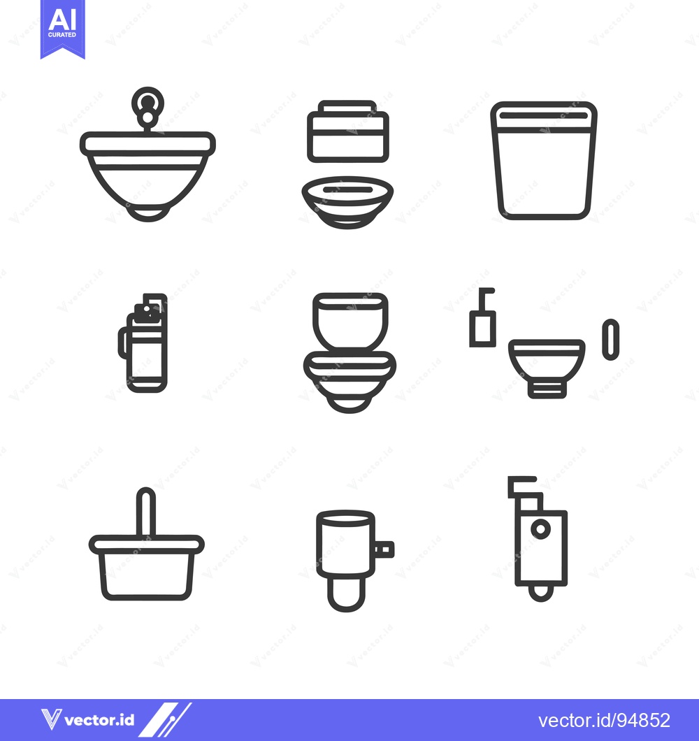 Premium Vector dari Set of Bathroom and Kitchen Equipment Line Icons