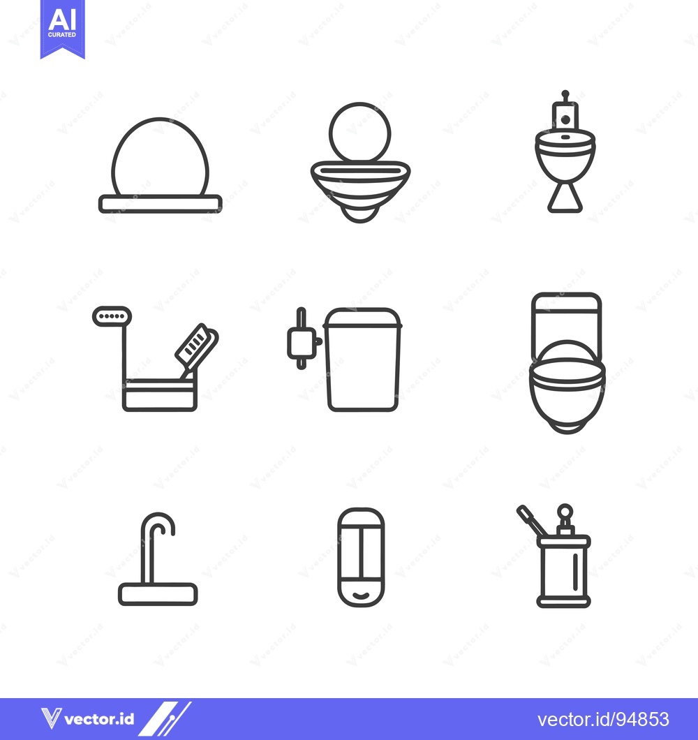 Premium Vector of Set of Bathroom and Toilet Accessories Line Icons
