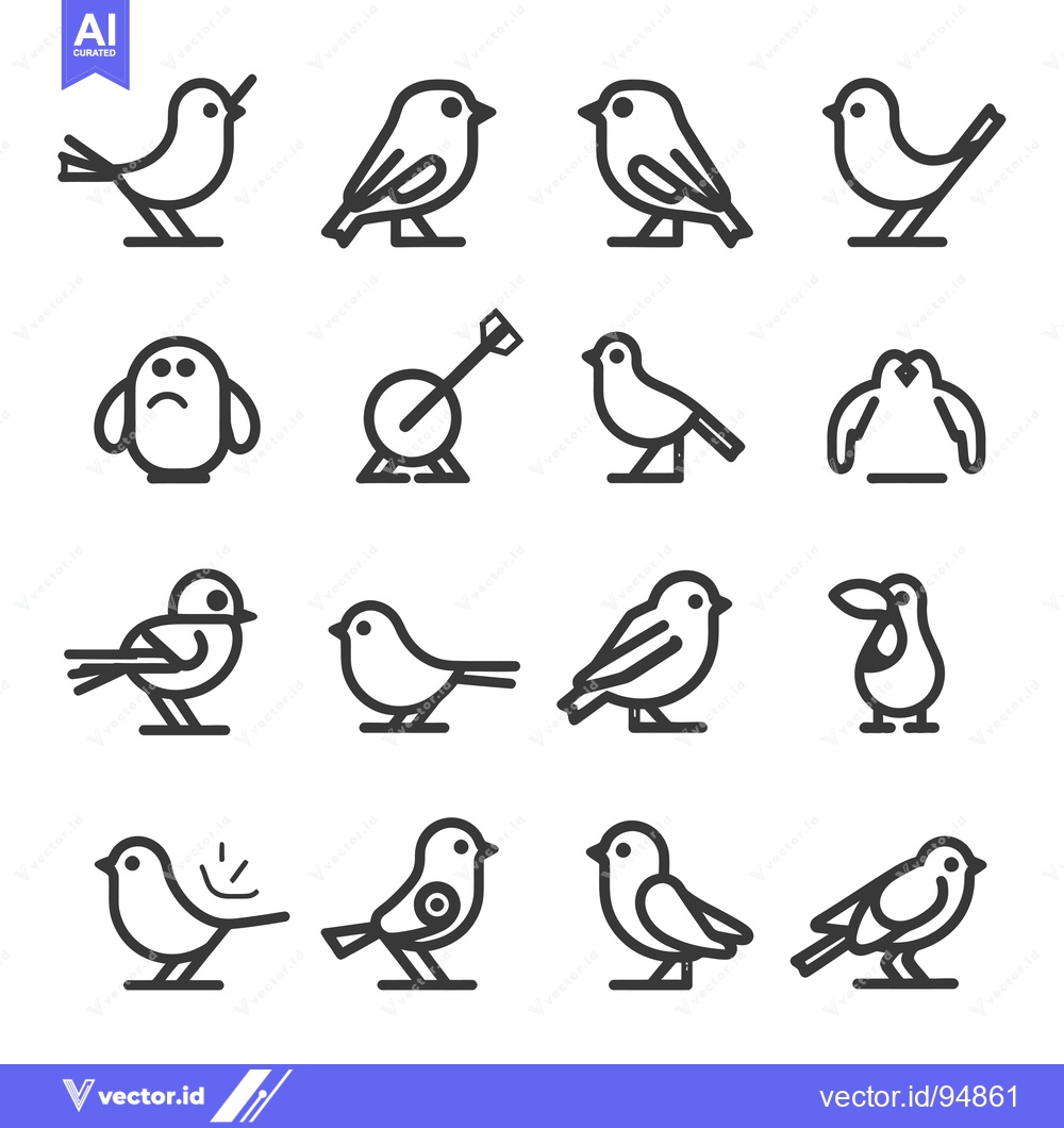 Premium Vector dari Set of Bird Icons in Outline Style
