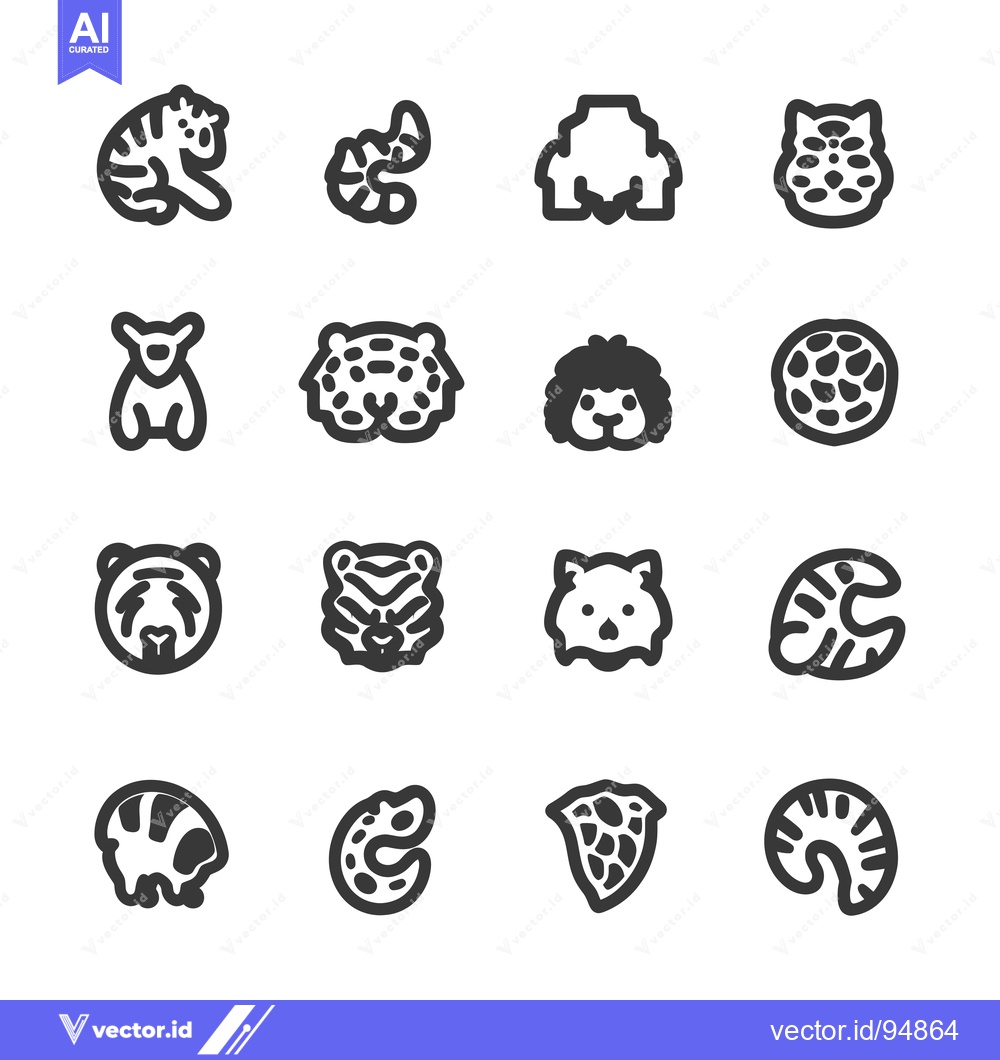 Premium Vector dari Set of Black and White Animal Icons