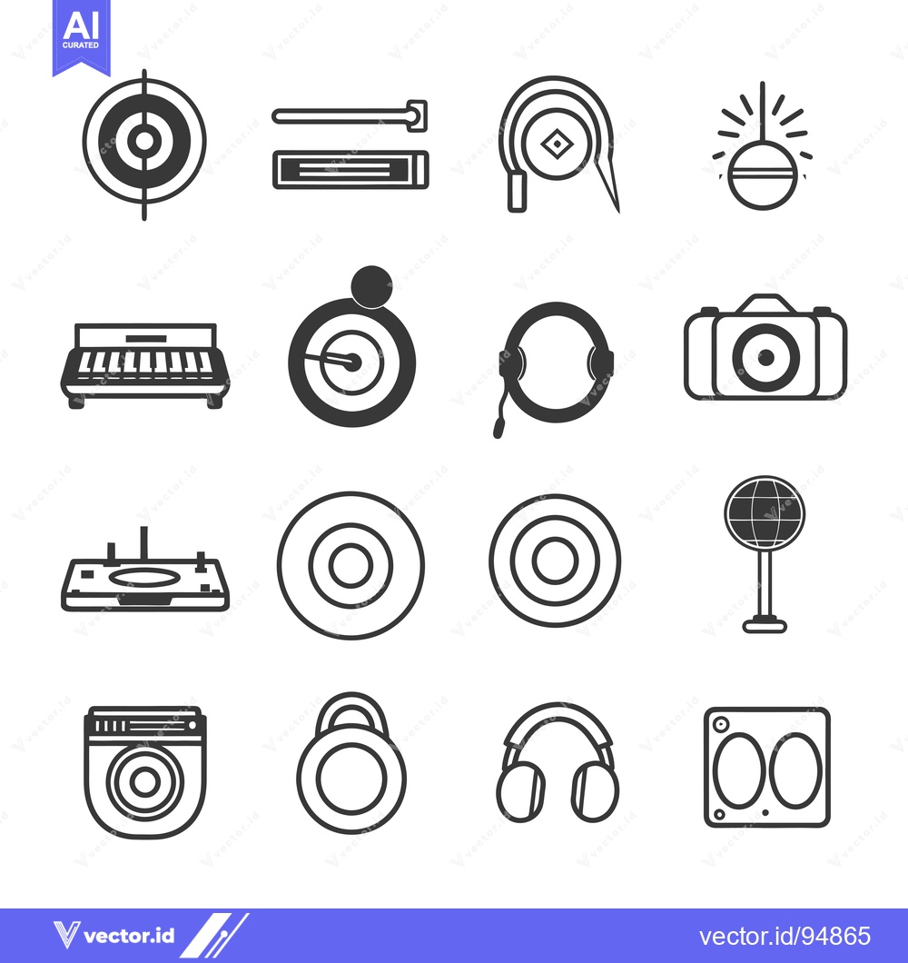 Premium Vector dari Set of Black and White Audio Device Icons