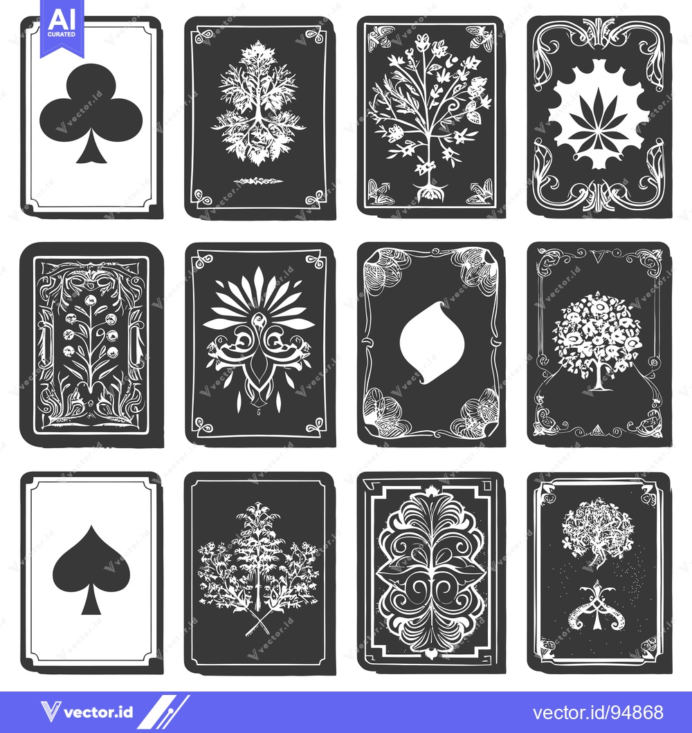 Premium Vector dari Set of Black and White Cards with Botanical and Ornamental Designs