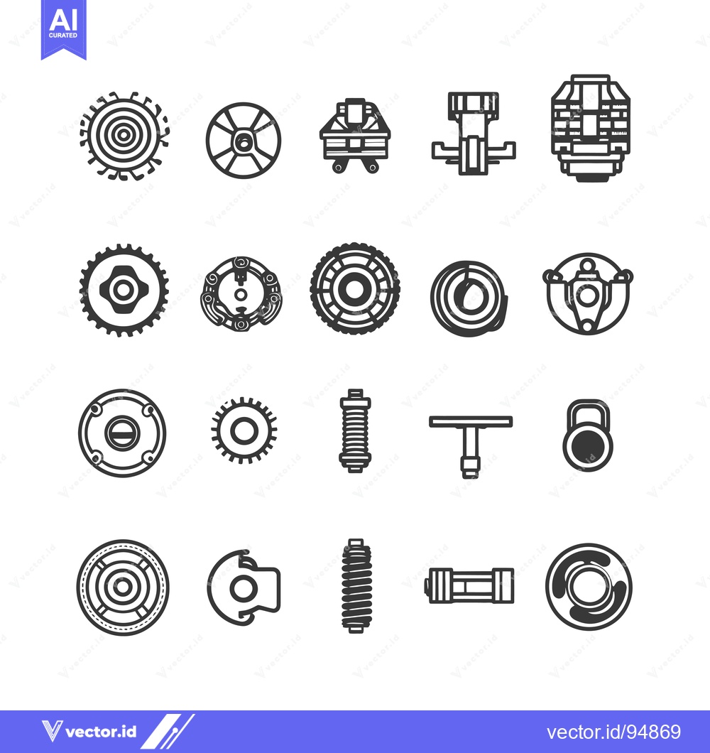 Premium Vector dari Set of Black and White Car Parts Icons
