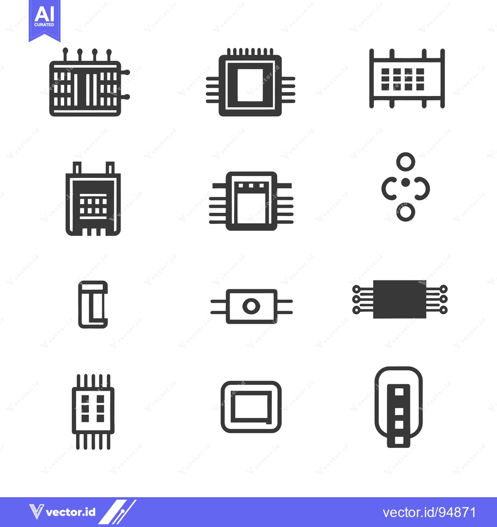 Premium Vector of Set of black and white chip icons