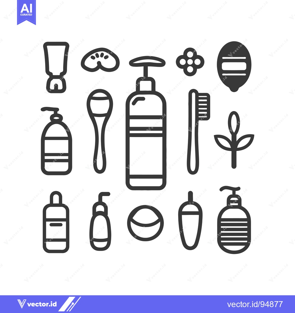 Premium Vector of Set of Black and White Cosmetic and Beauty Icons