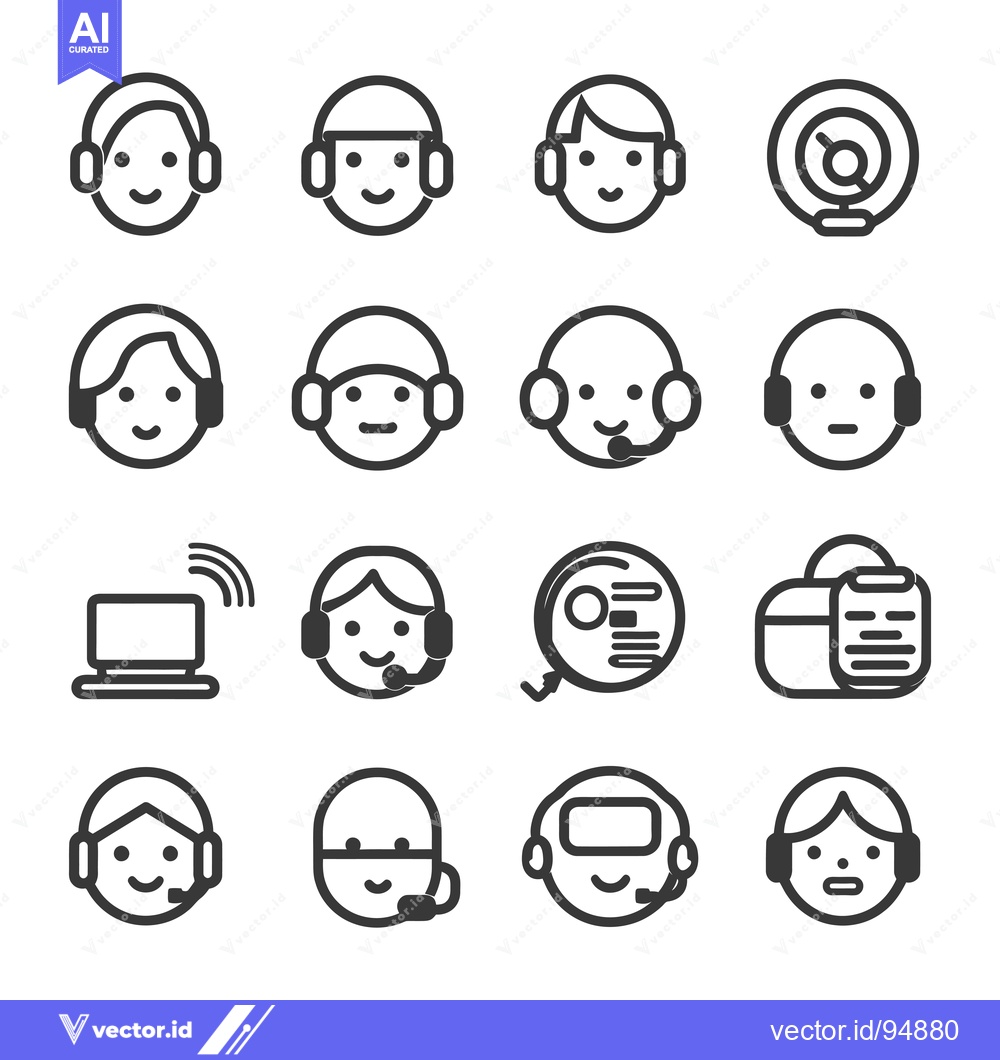 Premium Vector dari Set of Black and White Customer Service Icons