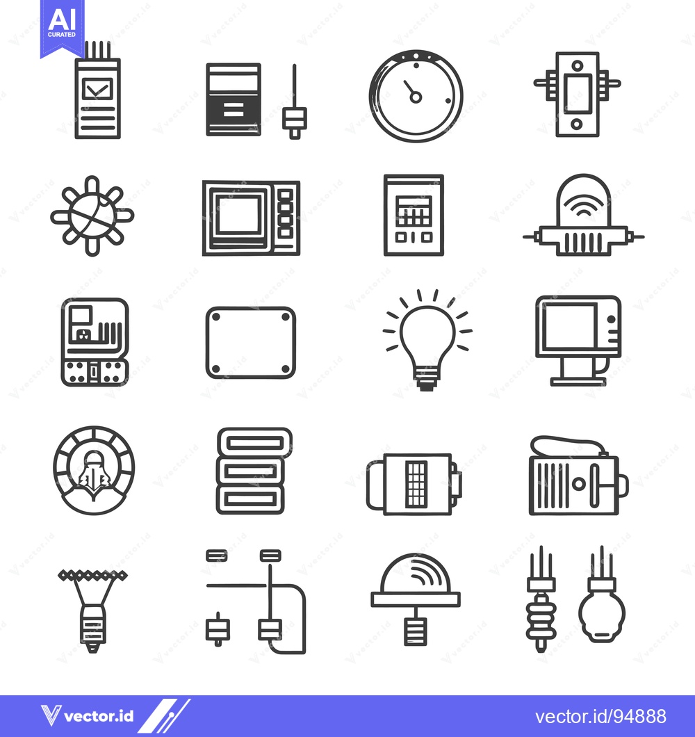 Premium Vector dari Set of Black and White Electronics Icons