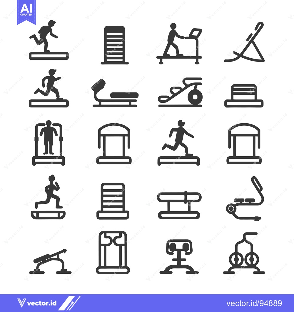 Premium Vector of Set of Black and White Fitness Equipment Icons