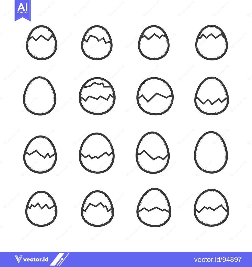Premium Vector of Set of Black and White Hand-Drawn Egg Icons in Various Stages of Crack