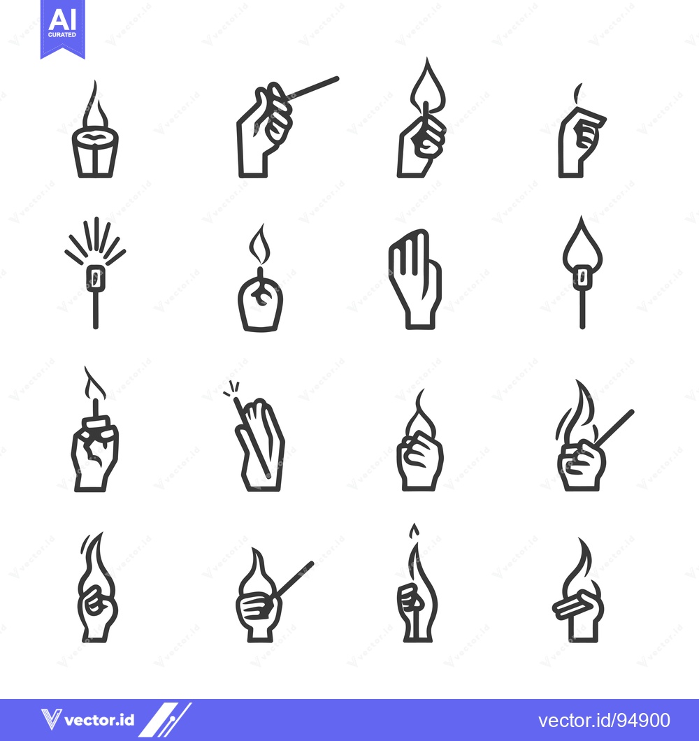 Premium Vector dari Set of Black and White Hand Lighting Icons
